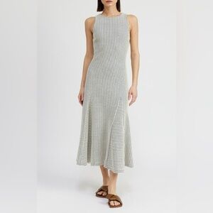 NWT En Saison Verona Sleeveless Black White Checkered Cotton Midi Dress | M / L